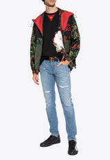 Logo Plate Distressed Jeans