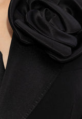 Floral-Appliqué Double-Breasted Blazer