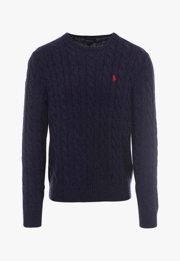 Logo-Embroidered Cable-Knit Sweater