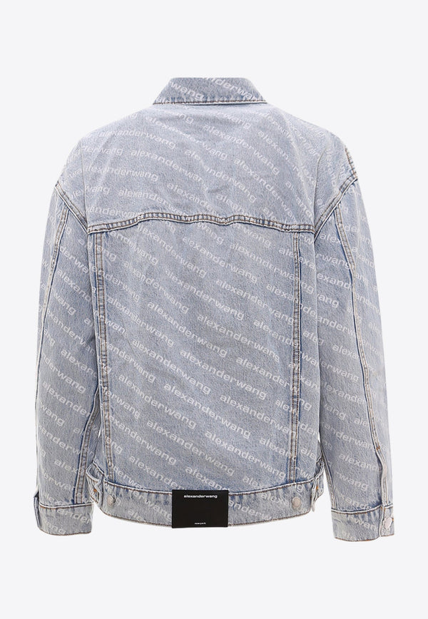 Falling Back Logo Print Denim Jacket