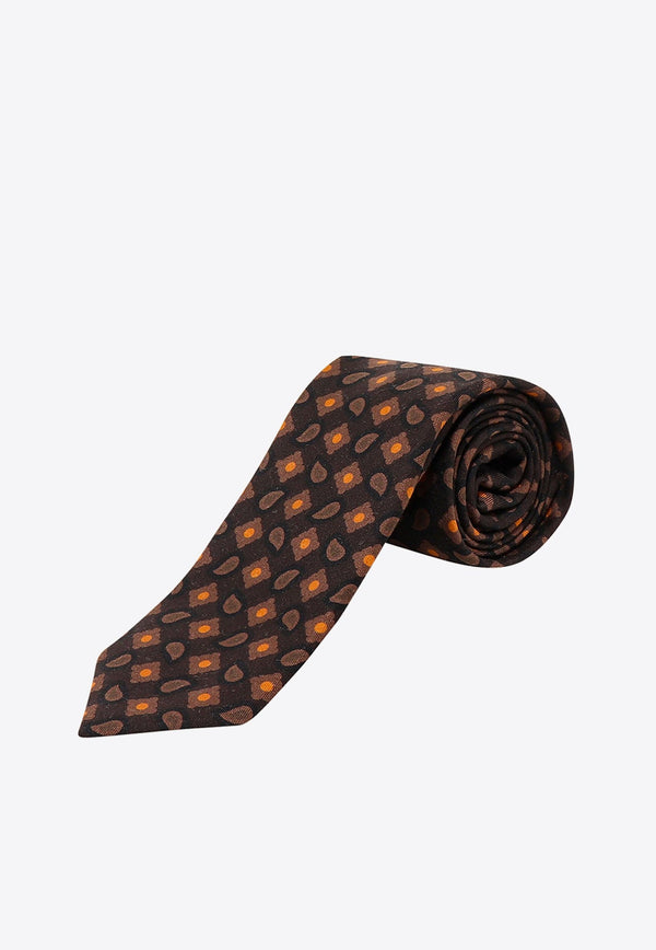 Patterned Wool-Blend Tie