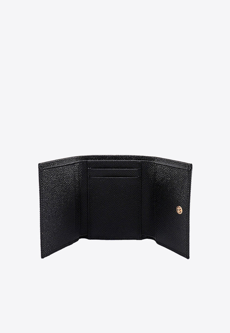 Logo Tag Tri-Fold Leather Wallet
