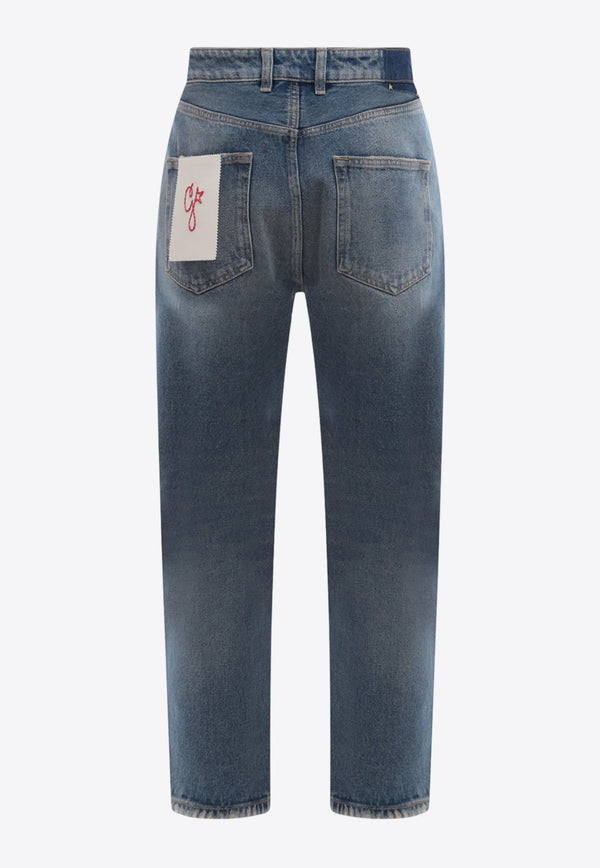 Straight-Leg Faded Jeans