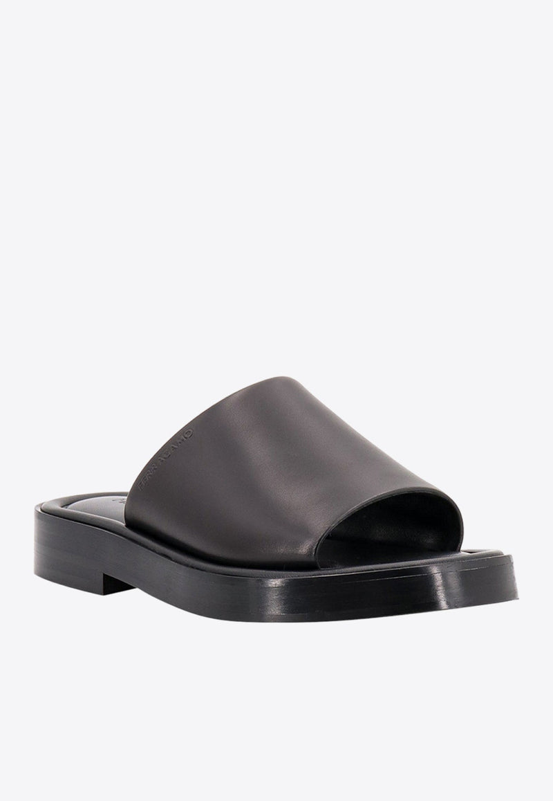 Logo Embossed Leather Slides