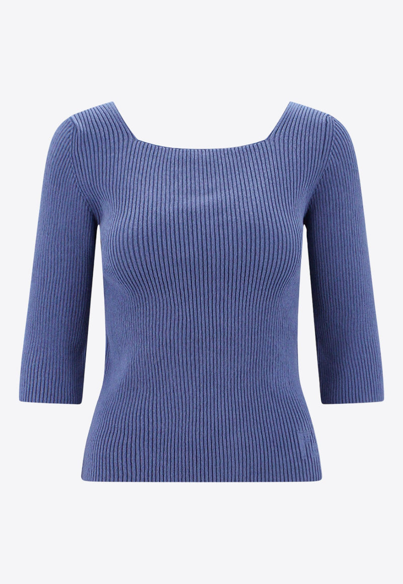 Square-Neck Rib Knit Top