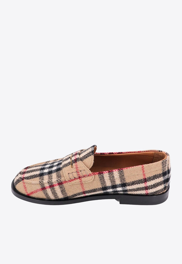 Wool Felt Checked Loafers