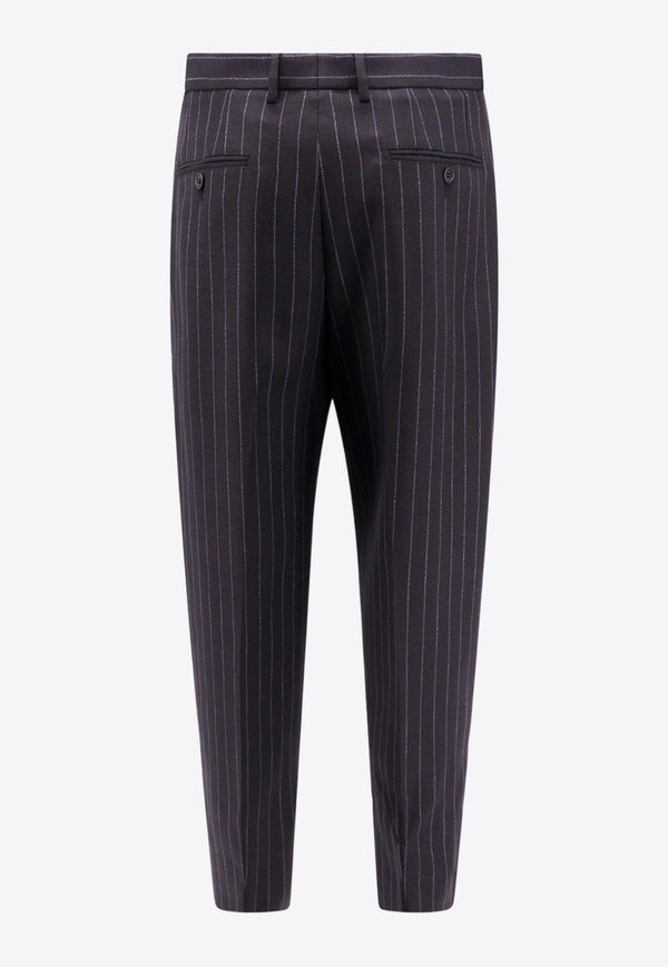 Pinstripe Wool Tapered Pants