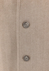 Herringbone Wool Single-Breasted Coat