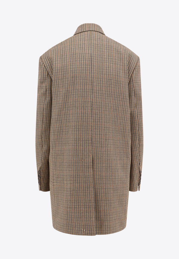 Double-Breasted Houndstooth Wool Blazer