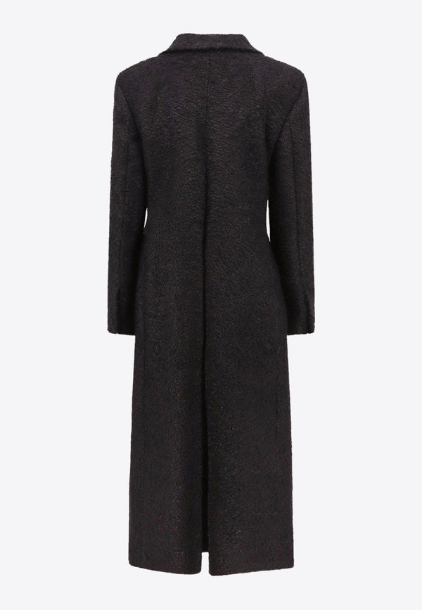 Single-Breasted Wool Blend Long Coat