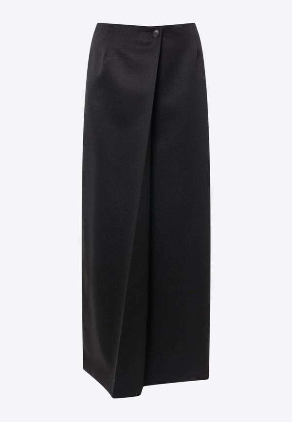 Wrap-Style Wool-Blend Maxi Skirt