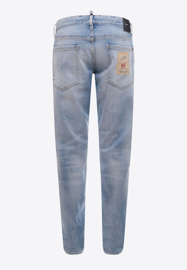 Logo Patch Washed Slim Jeans