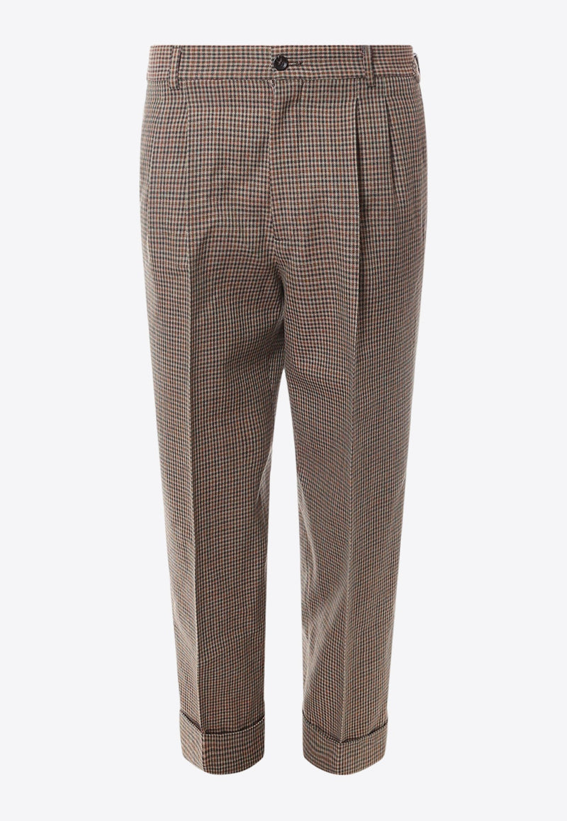 Houndstooth Wool Tailored Pants