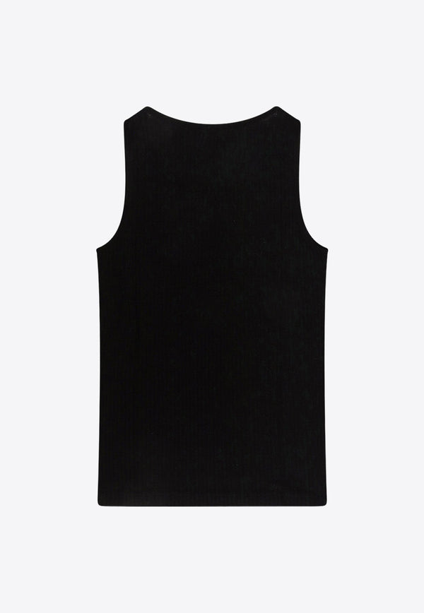 Logo Embroidered Wool Tank Top