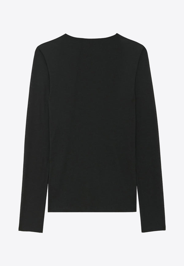 Cassandre Embroidered U-neck Silk Sweater