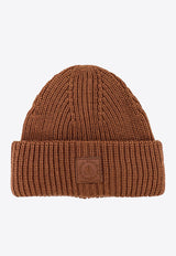 Logo Patch Ribbed Beanie