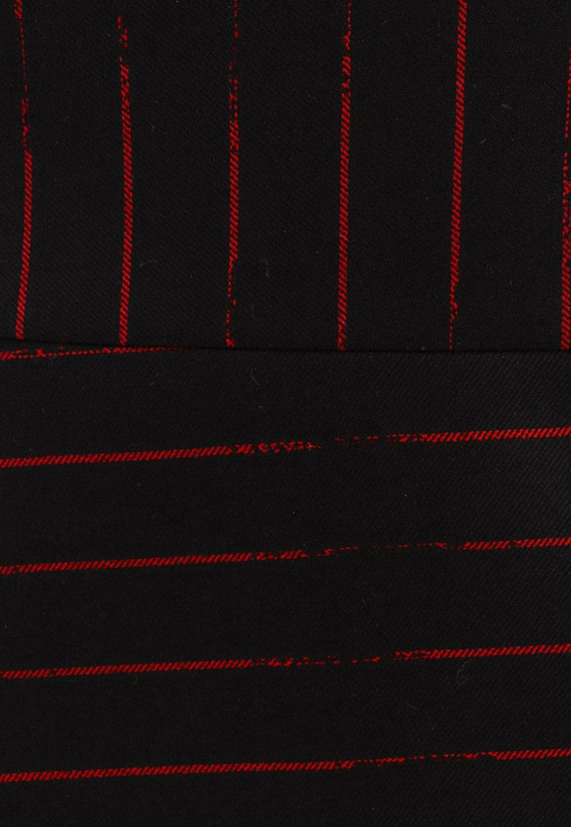 Asymmetric Pinstripe Wool Midi Dress