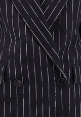 Double-Breasted Pinstripe Wool Blazer