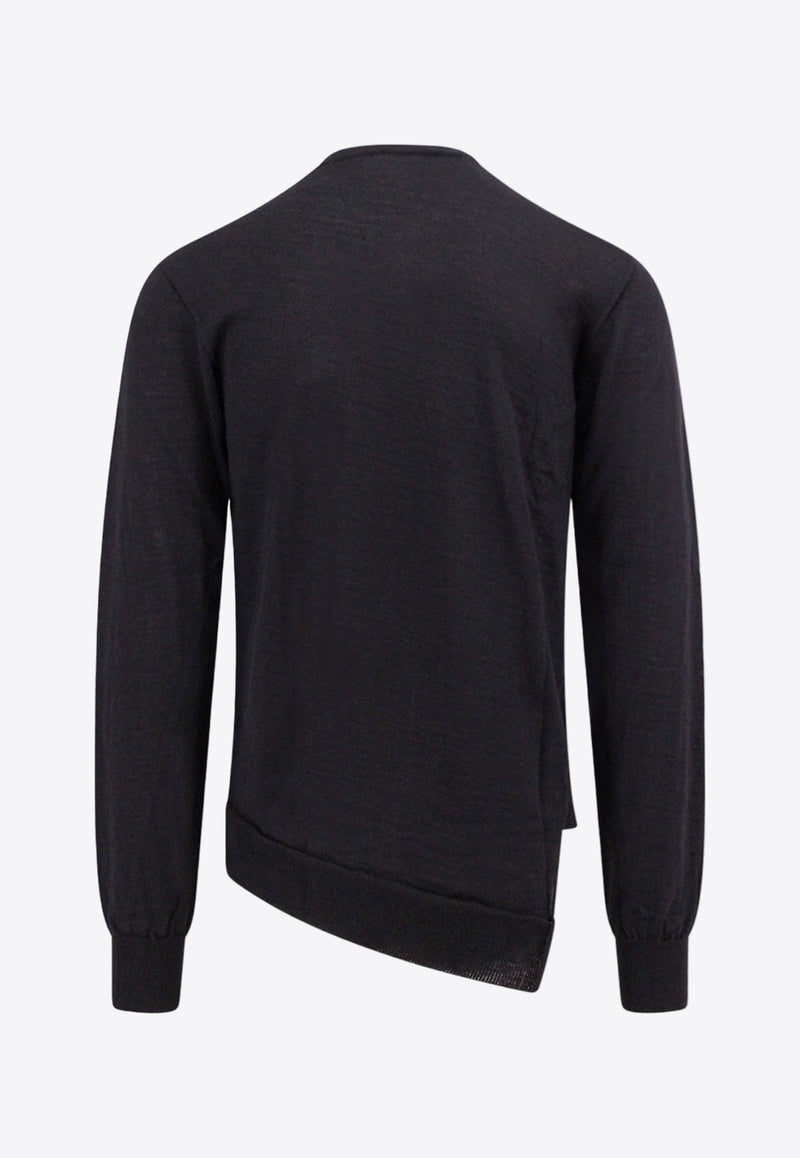 X Lacoste Asymmetric Wool Sweater