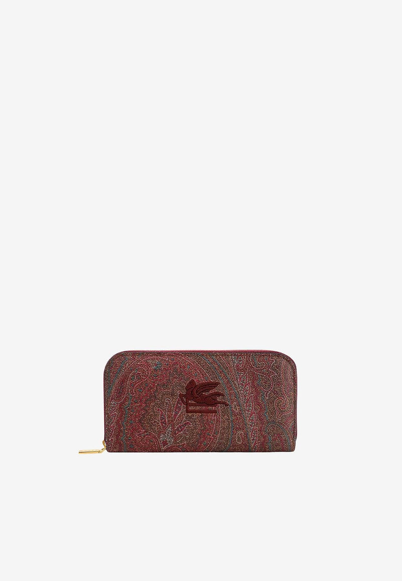 Paisley-print Embroidered Logo Wallet