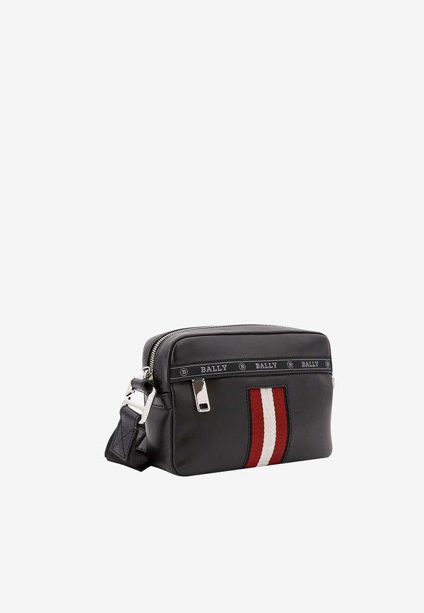 Striped Leather Messenger Bag