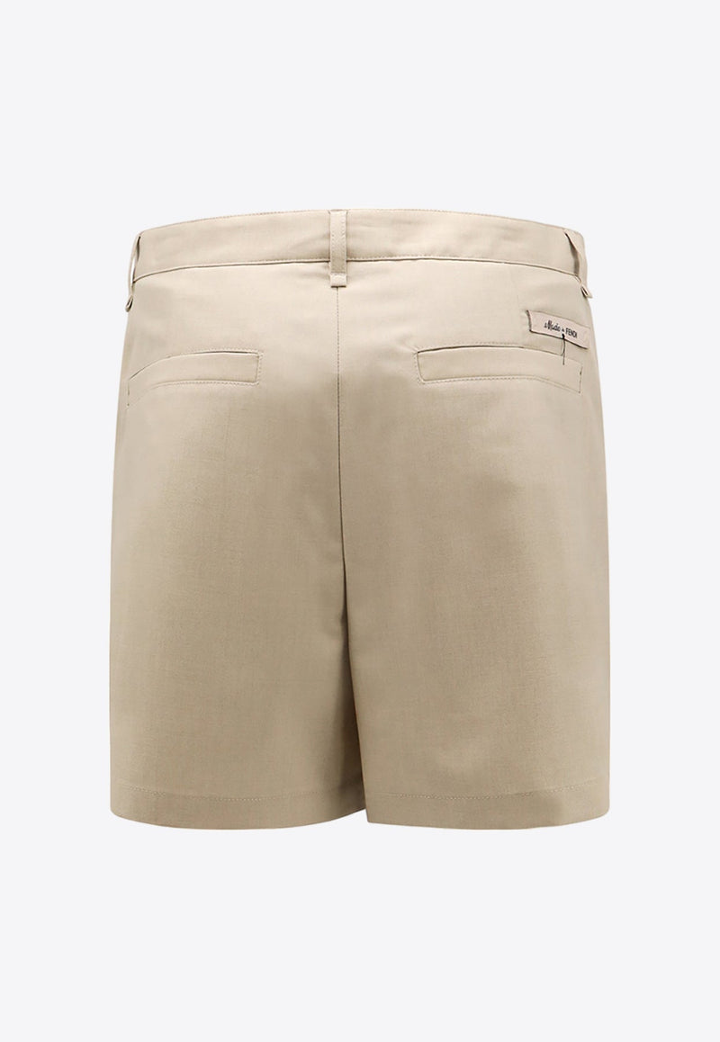 High-Waist Tailored Wool Shorts