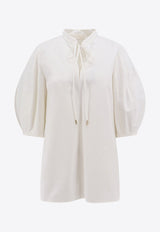 Puff-Sleeved Poplin Blouse