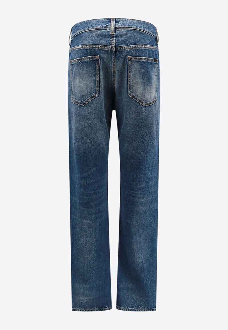 Straight-Leg Washed Jeans