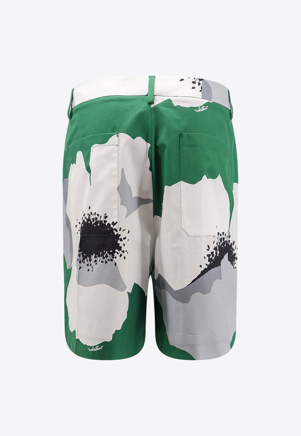 Flower Portrait Print Bermuda Shorts