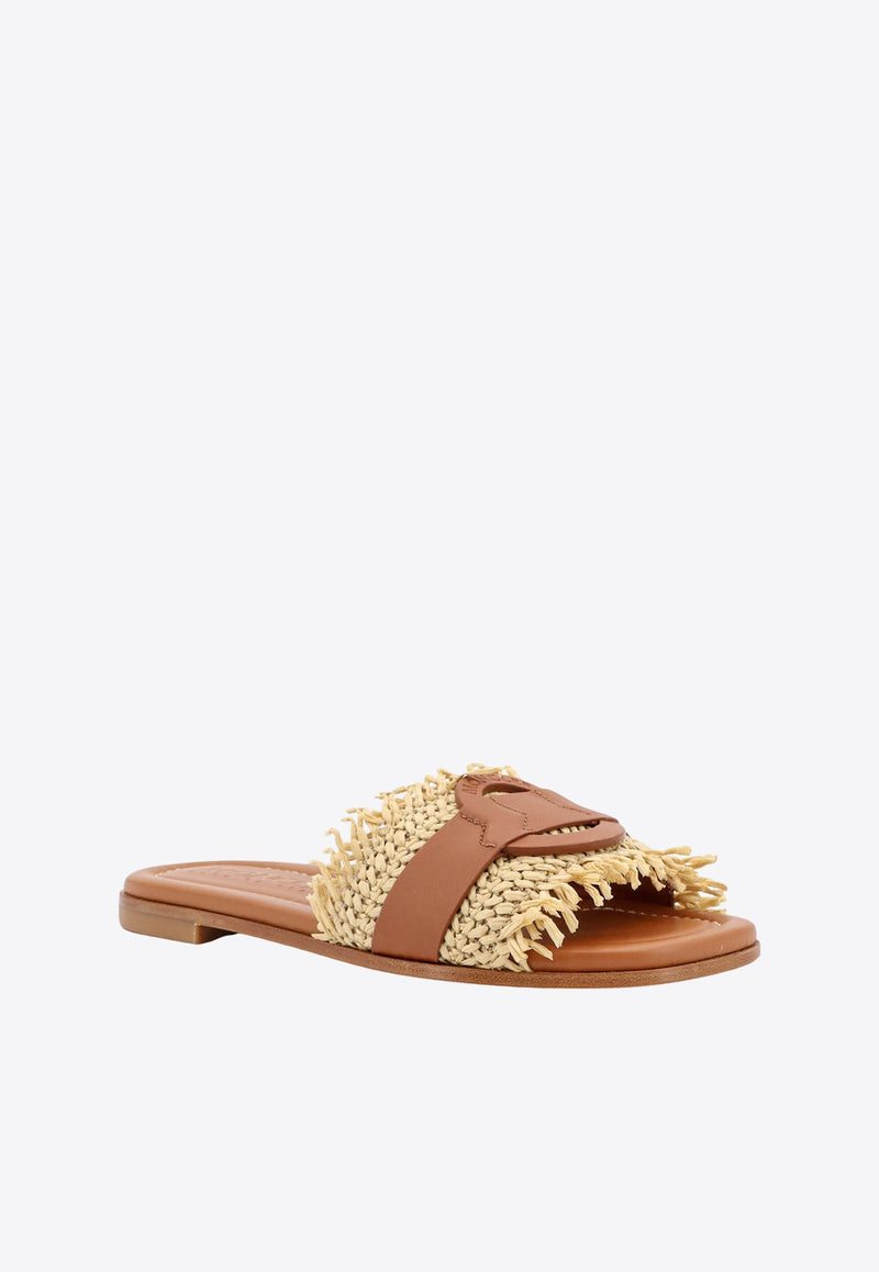 Bell Raffia and Leather Slippers