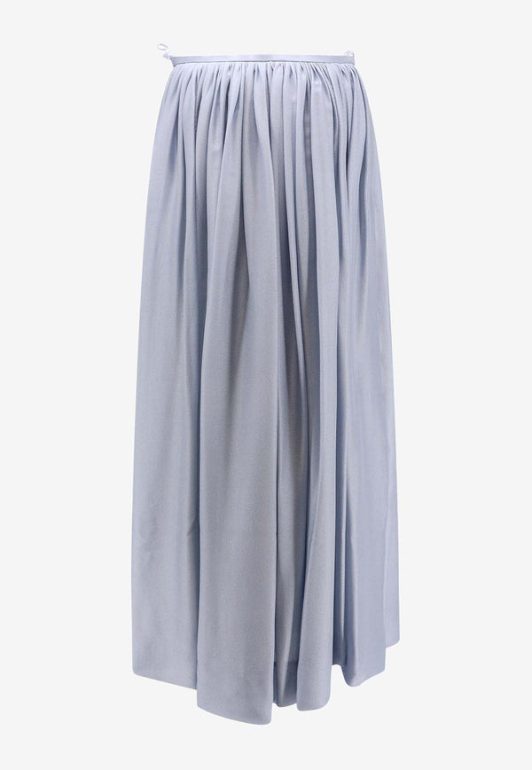 Ruched Silk Maxi Skirt