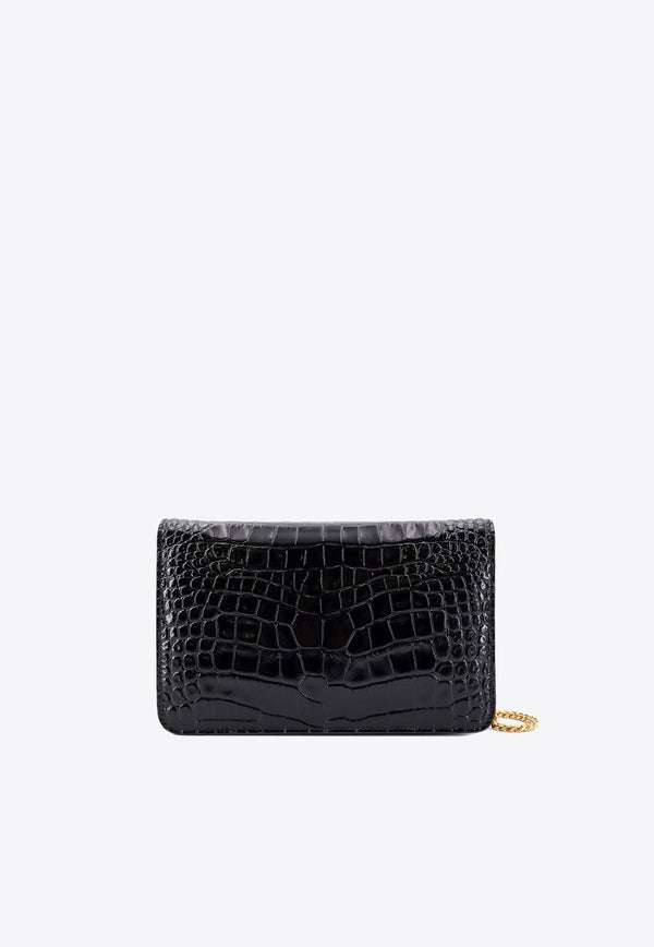 Small Whitney Croc-Embossed Leather Clutch