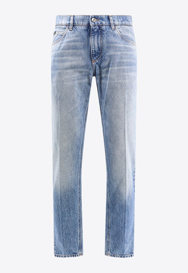 Logo Plaque Straight-Leg Jeans