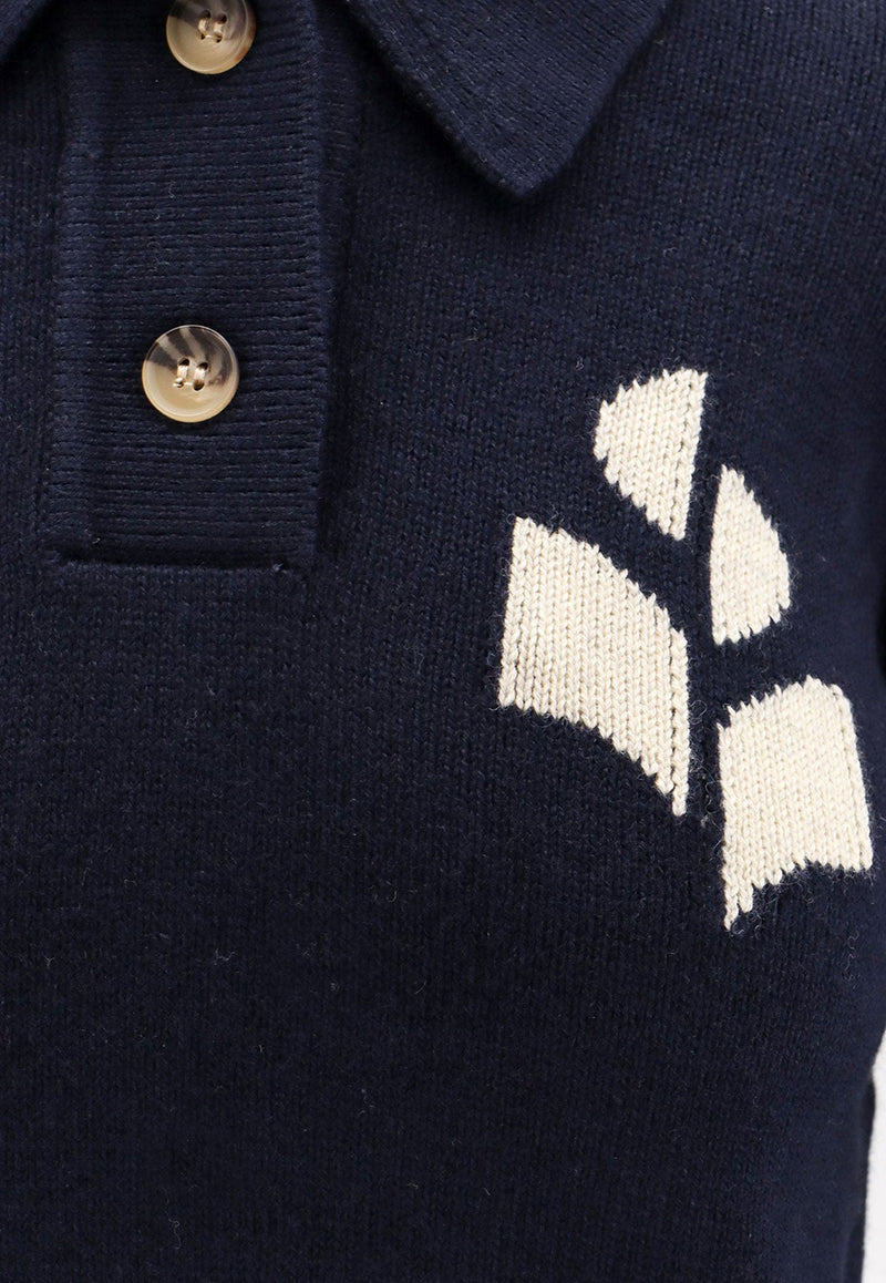 Nola Logo Intarsia Knit Polo Sweater