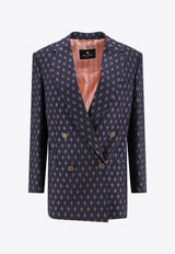 Double-Breasted Floral Jacquard Wool Blazer