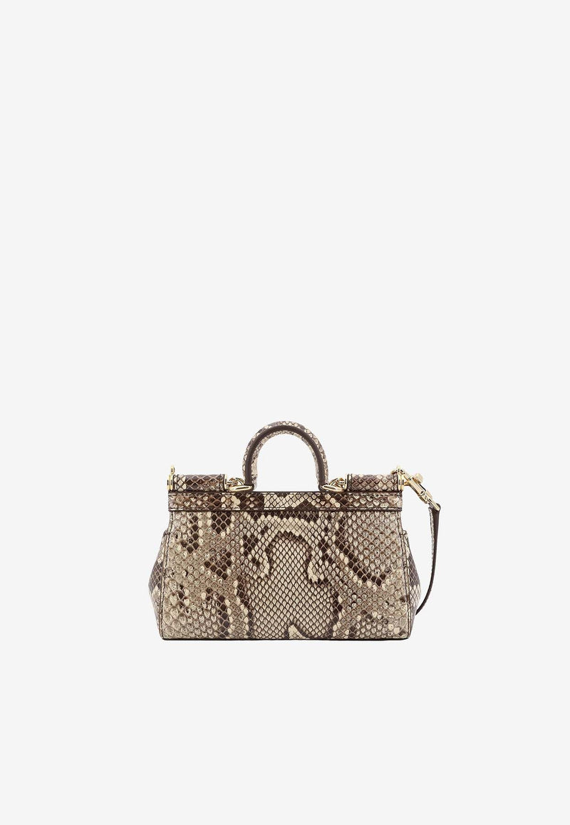 Small Sicily Python Skin Top Handle Bag