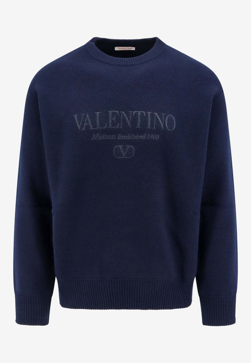 Embroidered Logo Wool Sweater