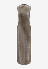 Slinky Wool-Blend Ribbed Maxi Dress