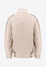 High-Neck Knitted Wool Sweater