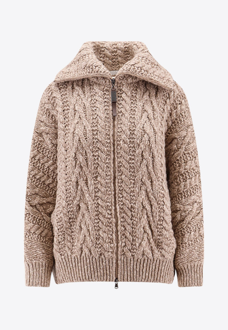 Cable Knit Zipped Cardigan