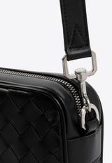 Camera Shoulder Bag in Intrecciato Leather