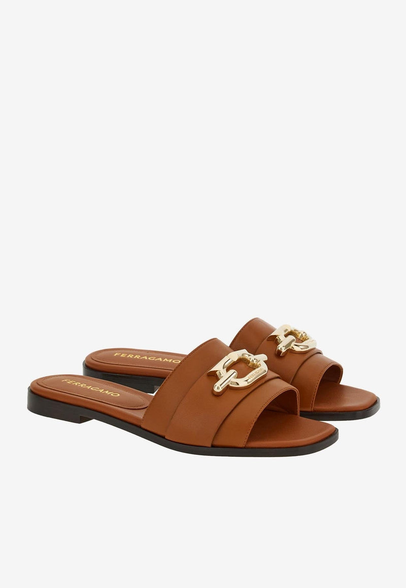 Priscilla Gancini-Plaque Flat Sandals