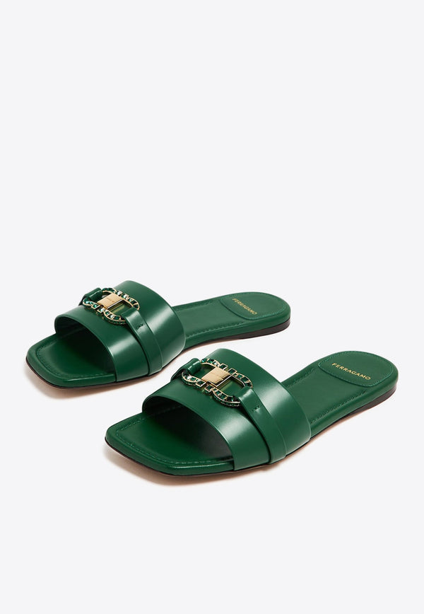 Leah Gancini Leather Slides