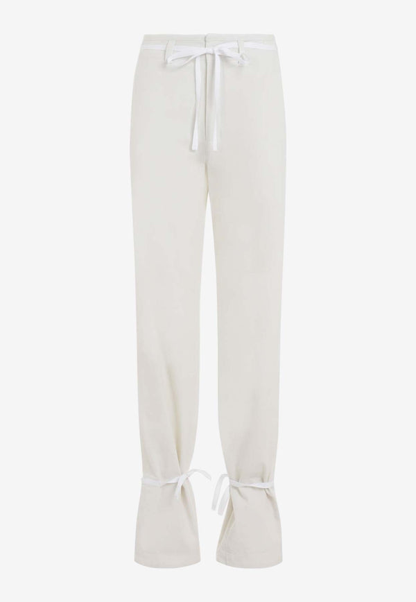 String-Belt Straight-Leg Pants