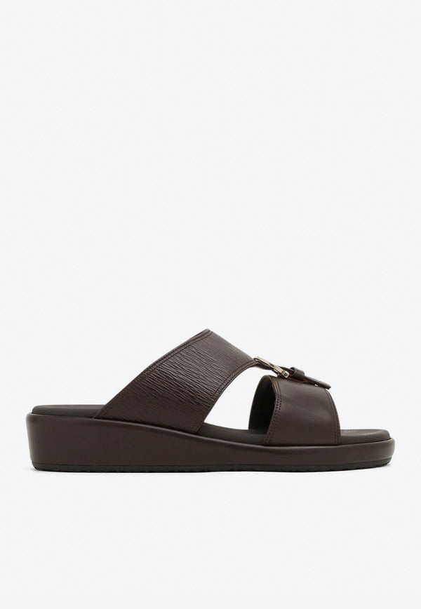 Murray Textured Leather Flat Sandals
