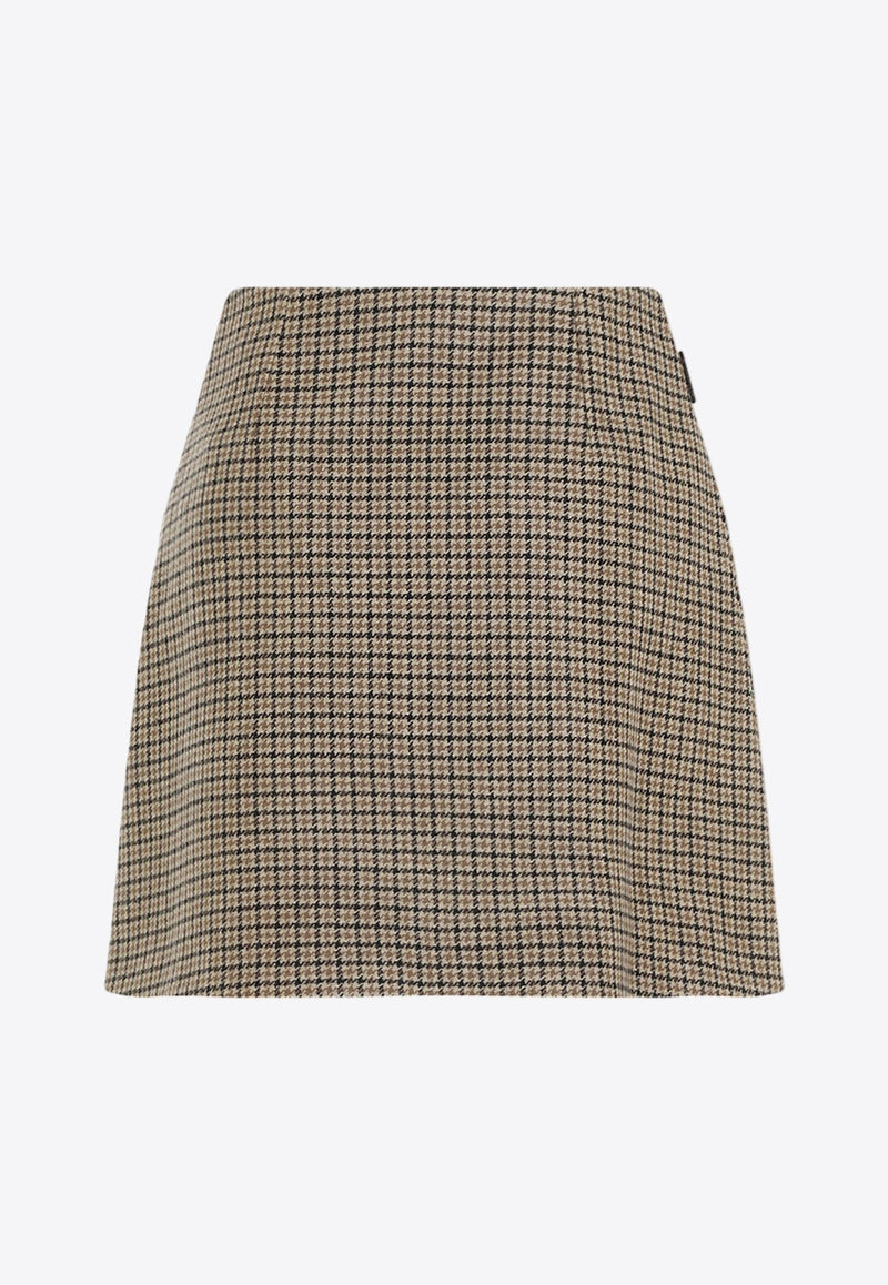 Checked Wool Mini Skirt