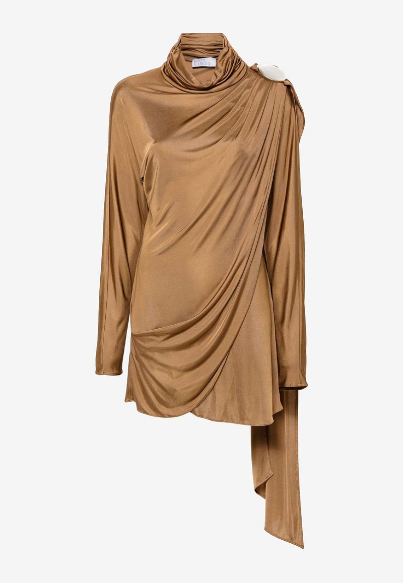 Draped Satin Mini Dress