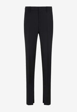 Mohair Wool Slim-Leg Pants