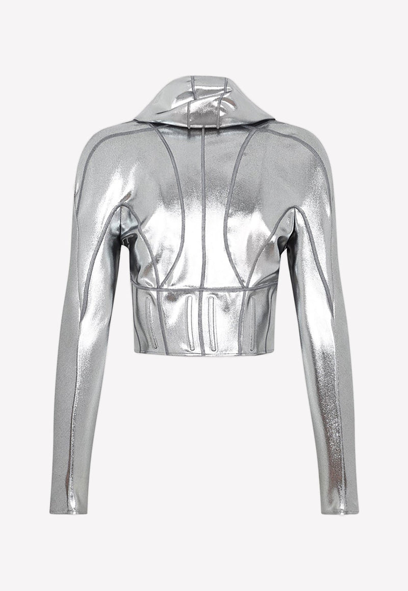 Zip-Up Boned Metallic Jacket