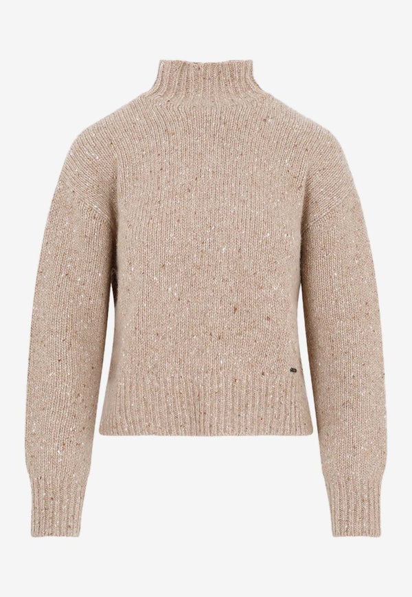 Bouclé Cashmere High-Neck Sweater